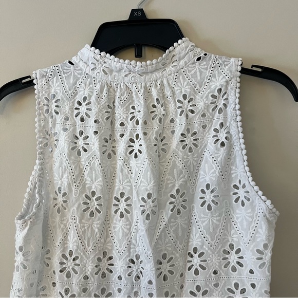 Kate Spade Sleeveless Floral Eyelet White Top Size Small - Picture 12 of 16